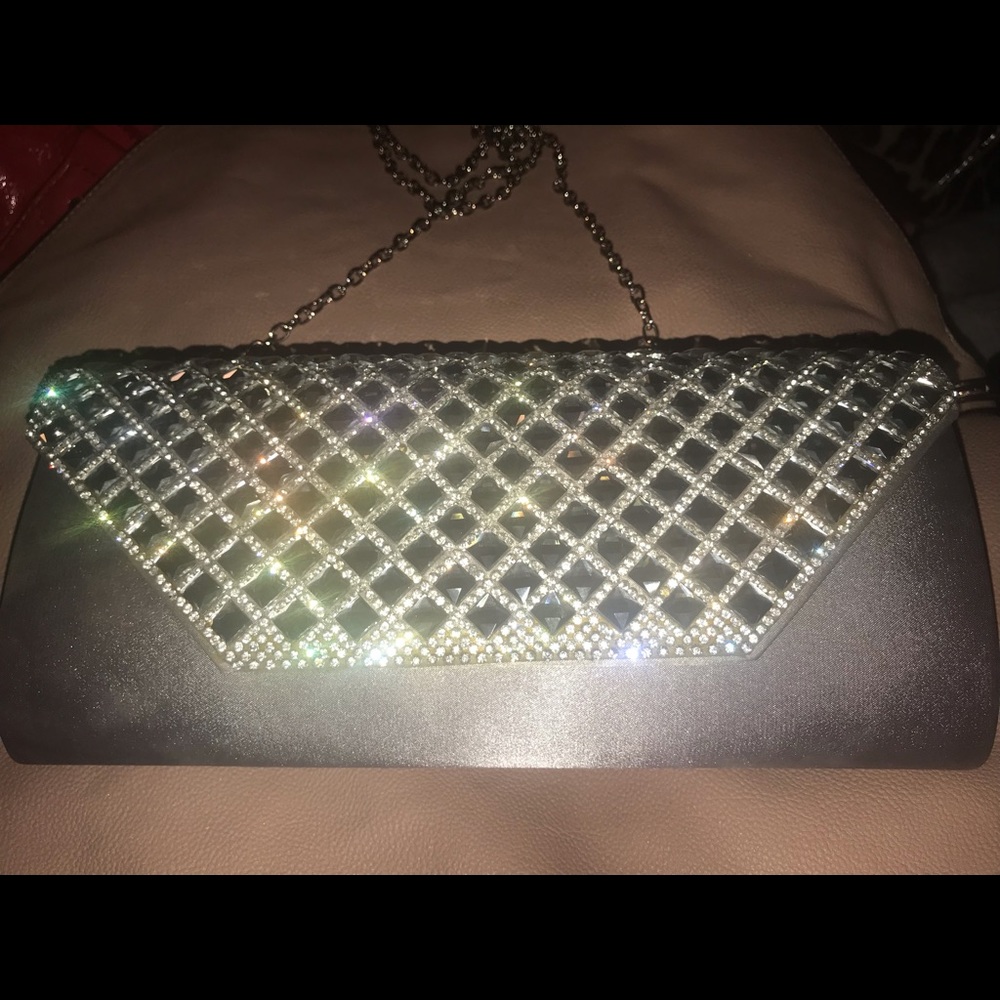 Silver evening clutch